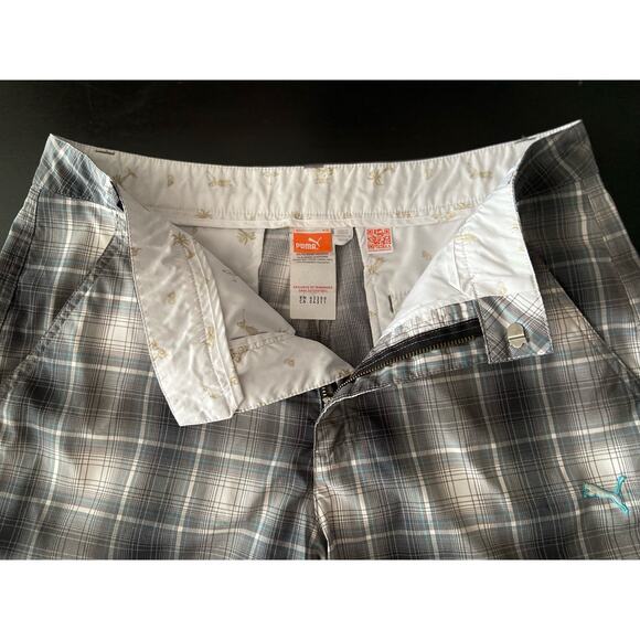 PUMA GOLF Dry Cell Gray/Blue Plaid Bermuda Shorts sz 32 - Picture 6 of 15
